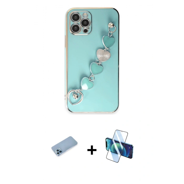 ieg™ iPhone 12 Pro Max Kılıf Nova Işık Prime - Siyah 3D Antistatik Seramik Nano Ekran Koruyucu + Mavi Shine Kamera Lens Koruma Cam