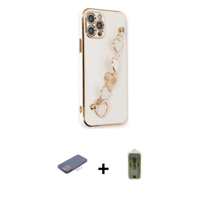 ieg™ iPhone 12 Pro Max Kılıf Nova Işık Prime - Siyah Joko Magic 5D Hayalet Cam + Pembe Renkli Kamera Lens Koruma Cam