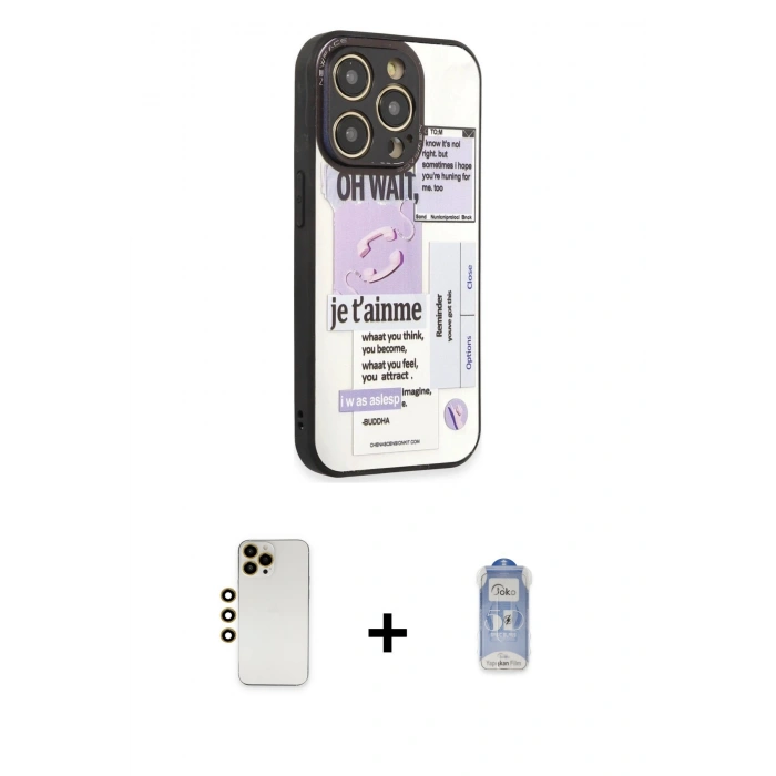 ieg™ iPhone 12 Pro Max Kılıf Odak Klasik Serisi - Siyah Joko Magic 5D Cam + Gold Shine Kamera Lens