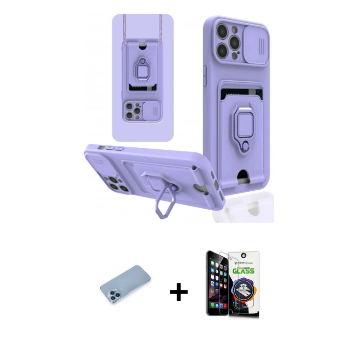 ieg™ iPhone 12 Pro Max Kılıf Vadi Form Prime - Şeffaf Temperli Cam Ekran Koruyucu + Mavi Shine Kamera Lens Koruma Cam