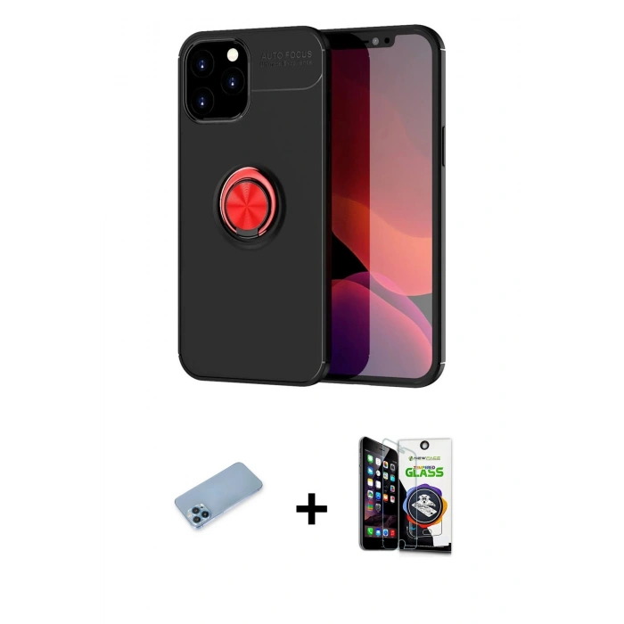 ieg™ iPhone 12 Pro Max Kılıf Yankı Form Prime - Şeffaf Temperli Cam Ekran Koruyucu + Mavi Shine Kamera Lens Koruma Cam