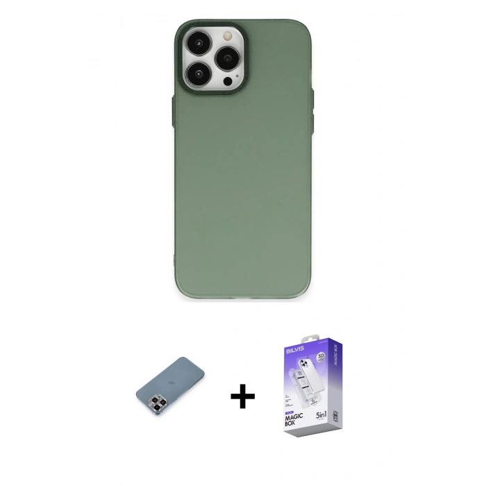 ieg™ iPhone 13 Pro Max Kılıf Ahenk Çizgi Prime - Siyah Bilvis 5in1 3D Magic Cam Ekran Koruyucu + Mor Metal Kamera Lens Koruma Cam