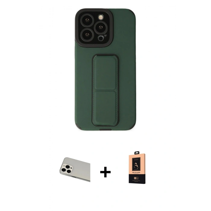 ieg™ iPhone 13 Pro Max Kılıf Çekirdek Yansıma - Şeffaf Maxco Cam Ekran Koruyucu + Beyaz Rainbow Kamera Lens Koruma Cam