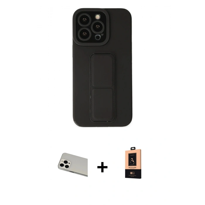 ieg™ iPhone 13 Pro Max Kılıf Çekirdek Yansıma - Şeffaf Maxco Cam Ekran Koruyucu + Beyaz Rainbow Kamera Lens Koruma Cam