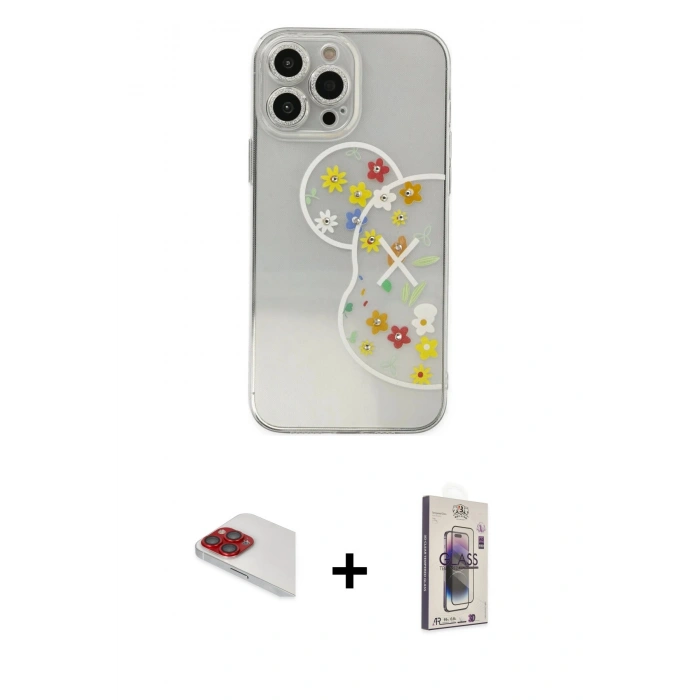 ieg™ iPhone 13 Pro Max Kılıf Eksen Asil Prime - Siyah Bilvis 3D Cam Ekran Koruyucu + Kırmızı Pers Alüminyum Kamera Lens