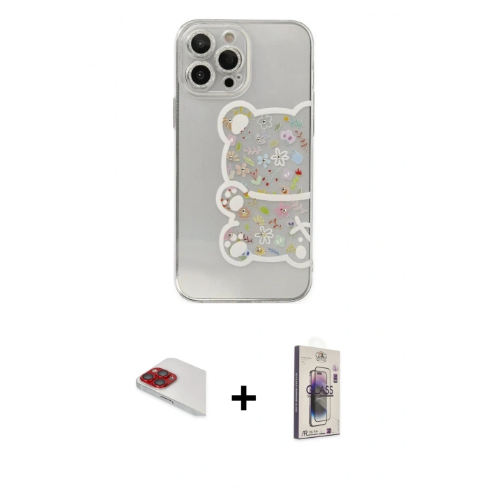 ieg™ iPhone 13 Pro Max Kılıf Eksen Asil Prime - Siyah Bilvis 3D Cam Ekran Koruyucu + Kırmızı Pers Alüminyum Kamera Lens