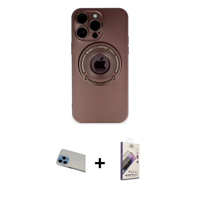 ieg™ iPhone 13 Pro Max Kılıf Eksen Klasik Prime - Siyah Bilvis 3D Mat Cam Ekran Koruyucu + Mavi Rainbow Kamera Lens Koruma Cam