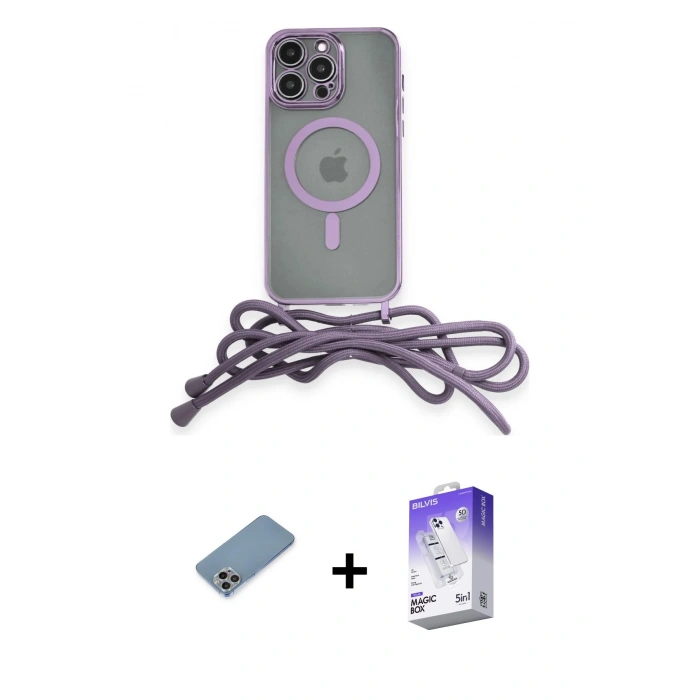 ieg™ iPhone 13 Pro Max Kılıf Eksen Özel Seri - Siyah Bilvis 5in1 3D Magic Cam Ekran Koruyucu + Gökkuşağı Shine Kamera Lens Koruma Cam