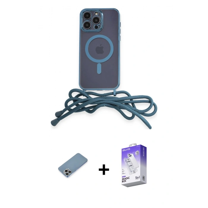ieg™ iPhone 13 Pro Max Kılıf Eksen Özel Seri - Siyah Bilvis 5in1 3D Magic Cam Ekran Koruyucu + Gökkuşağı Shine Kamera Lens Koruma Cam
