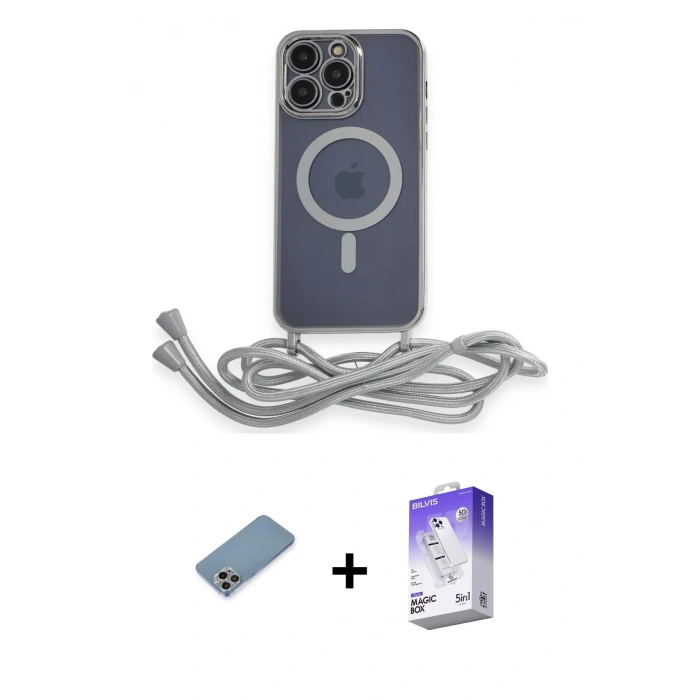 ieg™ iPhone 13 Pro Max Kılıf Eksen Özel Seri - Siyah Bilvis 5in1 3D Magic Cam Ekran Koruyucu + Gökkuşağı Shine Kamera Lens Koruma Cam