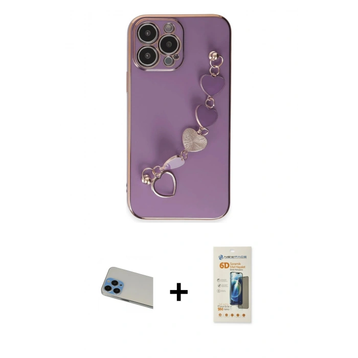 ieg™ iPhone 13 Pro Max Kılıf Nova Işık Prime - Siyah 6D Mat Seramik Hayalet Nano Ekran Koruyucu + Mavi Rainbow Kamera Lens Koruma Cam