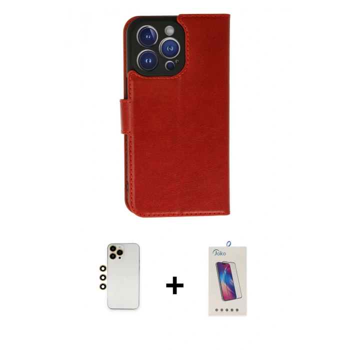 ieg™ iPhone 13 Pro Max Kılıf Siluet Işık Serisi - Siyah Joko 5D Cam + Gold Shine Kamera Lens