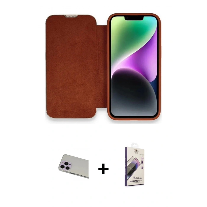ieg™ iPhone 13 Pro Max Kılıf Siluet Minimal Serisi - Siyah Bilvis 3D Mat Cam Ekran Koruyucu + Mor Rainbow Kamera Lens Koruma Cam