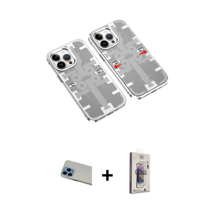 ieg™ iPhone 13 Pro Max Kılıf Ufuk Doku Prime - Siyah Bilvis 3D Cam Ekran Koruyucu + Mavi Rainbow Kamera Lens Koruma Cam