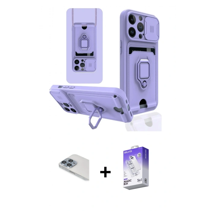 ieg™ iPhone 13 Pro Max Kılıf Vadi Form Prime - Siyah Bilvis 5in1 3D Magic Cam Ekran Koruyucu + Sierra Blue Pers Alüminyum Kamera Lens