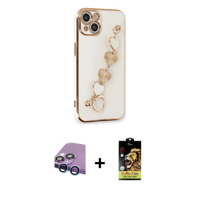 ieg™ iPhone 14 Kılıf Nova Işık Prime - Siyah Buffer Cam Ekran Koruyucu + Mavi Raze Metal Kamera Lens