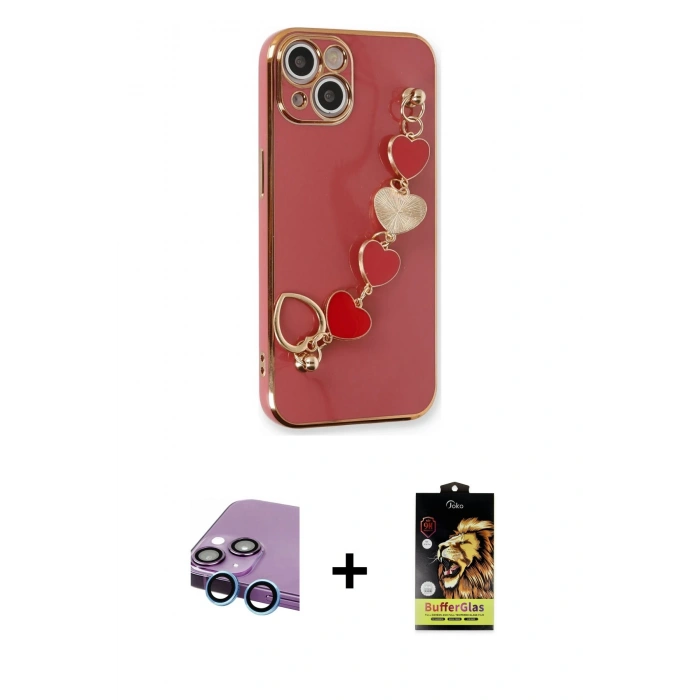 ieg™ iPhone 14 Kılıf Nova Işık Prime - Siyah Buffer Cam Ekran Koruyucu + Mavi Raze Metal Kamera Lens