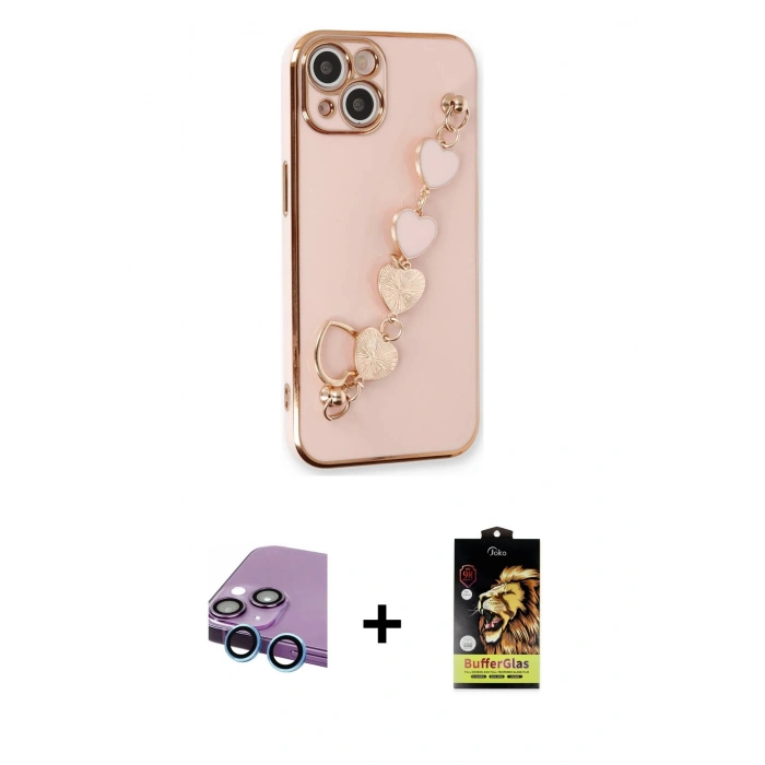 ieg™ iPhone 14 Kılıf Nova Işık Prime - Siyah Buffer Cam Ekran Koruyucu + Mavi Raze Metal Kamera Lens