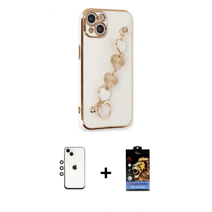 ieg™ iPhone 14 Kılıf Nova Işık Prime - Siyah Buffer Hayalet Cam Ekran Koruyucu + Gökkuşağı Shine Kamera Lens