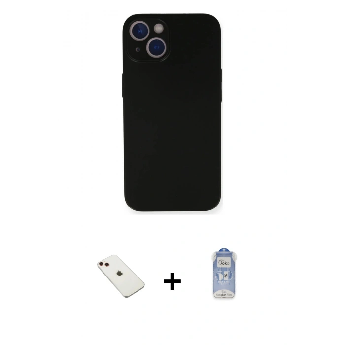 ieg™ iPhone 14 Kılıf Yadigar Yansıma Serisi - Siyah Joko Magic 5D Cam + Kırmızı Diamond Kamera Lens