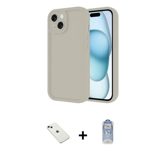 ieg™ iPhone 14 Kılıf Yankı Yansıma Özel Seri - Siyah Joko Magic 5D Cam + Yeşil Diamond Kamera Lens