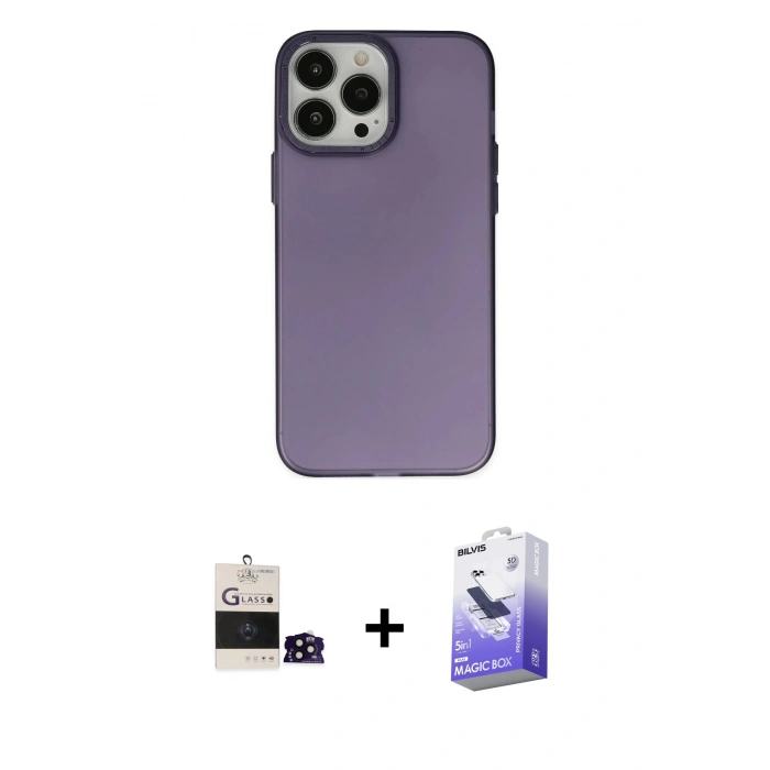 ieg™ iPhone 14 Pro Max Kılıf Ahenk Çizgi Prime - Siyah Bilvis 5in1 5D Magic Hayalet Cam Ekran Koruyucu + Siyah Bilvis Titan Kamera Lens
