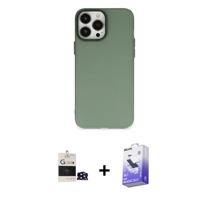 ieg™ iPhone 14 Pro Max Kılıf Ahenk Çizgi Prime - Siyah Bilvis 5in1 5D Magic Hayalet Cam Ekran Koruyucu + Siyah Bilvis Titan Kamera Lens