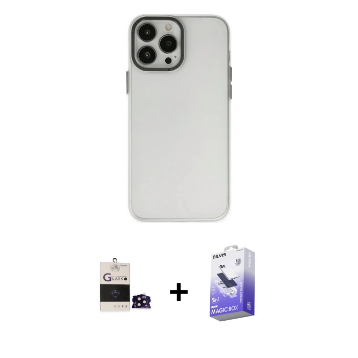 ieg™ iPhone 14 Pro Max Kılıf Ahenk Çizgi Prime - Siyah Bilvis 5in1 5D Magic Hayalet Cam Ekran Koruyucu + Siyah Bilvis Titan Kamera Lens