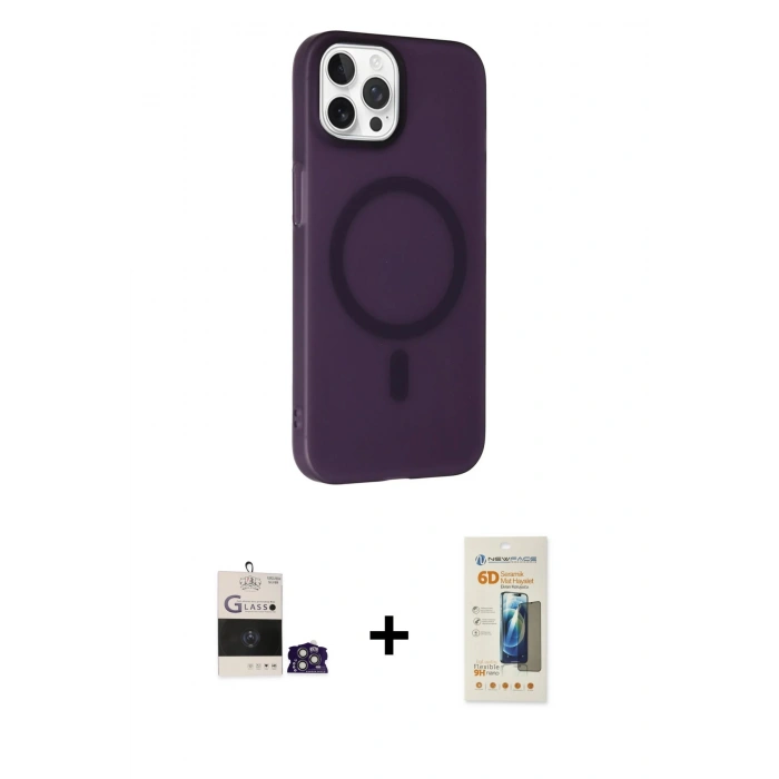 ieg™ iPhone 14 Pro Max Kılıf Çekirdek Modern Prime - Siyah 6D Mat Seramik Hayalet Nano Ekran Koruyucu + Gümüş Bilvis Titan Kamera Lens