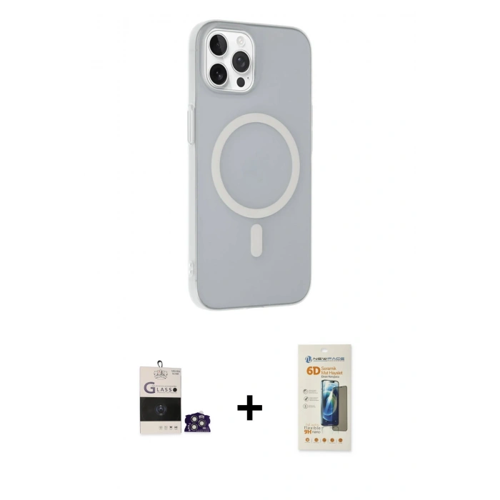 ieg™ iPhone 14 Pro Max Kılıf Çekirdek Modern Prime - Siyah 6D Mat Seramik Hayalet Nano Ekran Koruyucu + Gümüş Bilvis Titan Kamera Lens