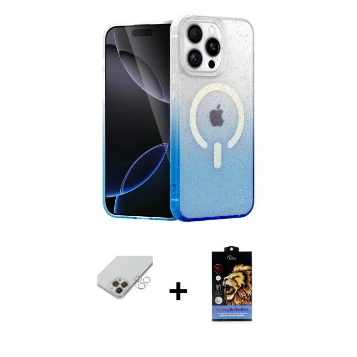 ieg™ iPhone 14 Pro Max Kılıf Eksen Minimal Özel Seri - Siyah Buffer Hayalet Cam Ekran Koruyucu + Gold Band Metal Kamera Lens