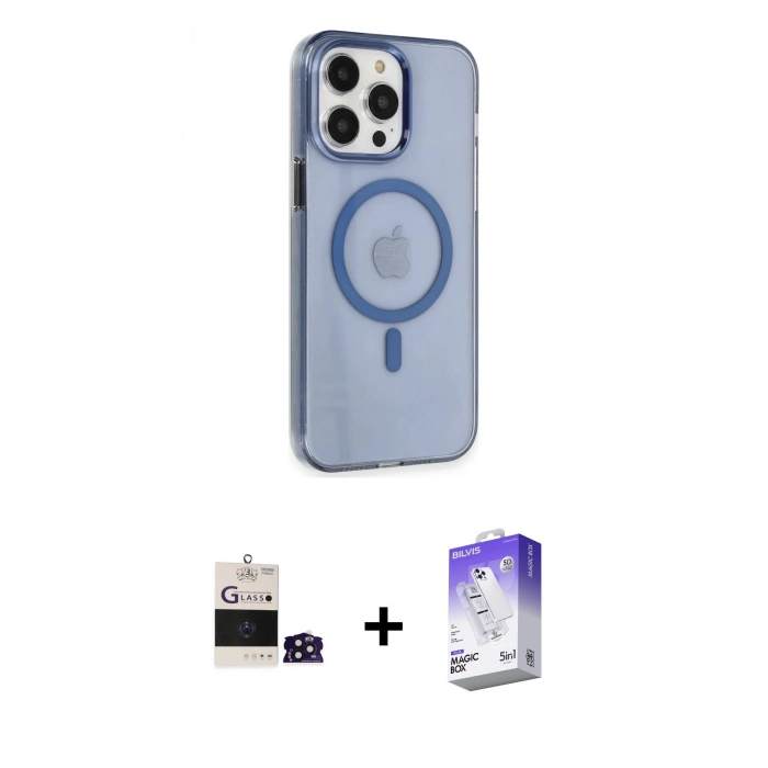 ieg™ iPhone 14 Pro Max Kılıf Kıvılcım Asil Özel Seri - Siyah Bilvis 5in1 3D Magic Cam Ekran Koruyucu + Derin Mor Bilvis Titan Kamera Lens