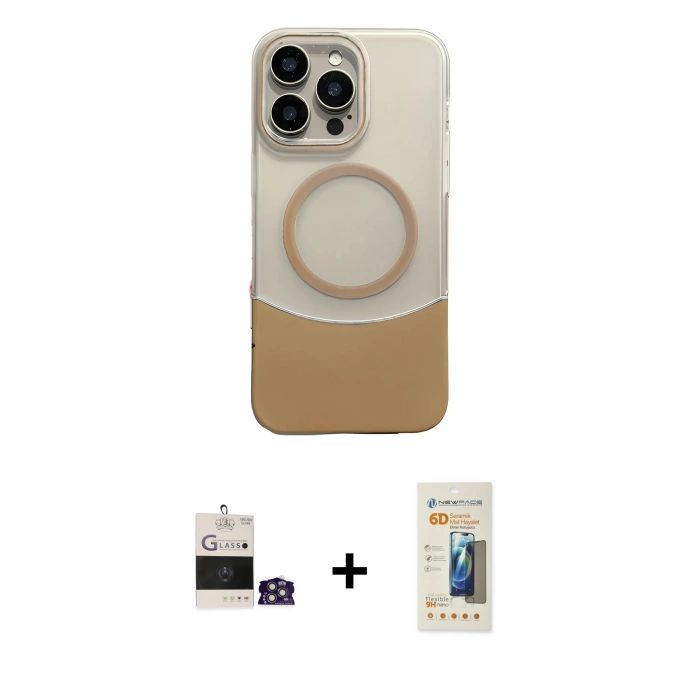 ieg™ iPhone 14 Pro Max Kılıf Kozmos Form Özel Seri - Siyah 6D Mat Seramik Hayalet Nano Ekran Koruyucu + Gümüş Bilvis Titan Kamera Lens