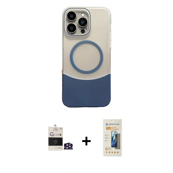 ieg™ iPhone 14 Pro Max Kılıf Kozmos Form Özel Seri - Siyah 6D Mat Seramik Hayalet Nano Ekran Koruyucu + Gümüş Bilvis Titan Kamera Lens