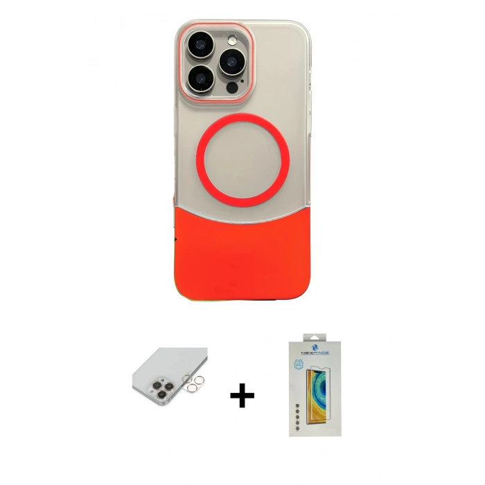 ieg™ iPhone 14 Pro Max Kılıf Kozmos Form Özel Seri - Siyah Polymer Nano Ekran Koruyucu + Gold Band Metal Kamera Lens
