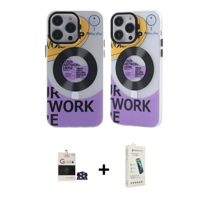ieg™ iPhone 14 Pro Max Kılıf Nova Doku Koleksiyonu - Şeffaf Pasifik Cam Ekran Koruyucu + Gümüş Bilvis Titan Kamera Lens