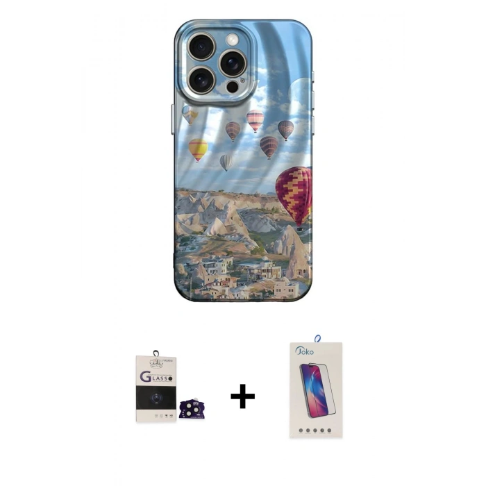 ieg™ iPhone 14 Pro Max Kılıf Nova Doku Prime - Siyah Joko 5D Cam + Siyah Bilvis Titan Kamera Lens