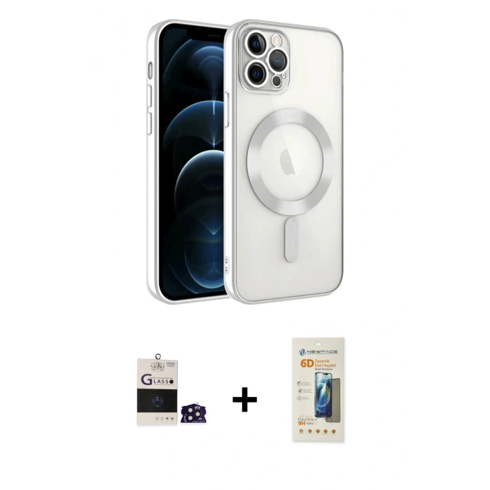 ieg™ iPhone 14 Pro Max Kılıf Nova Işık Özel Seri - Siyah 6D Mat Seramik Hayalet Nano Ekran Koruyucu + Derin Mor Bilvis Titan Kamera Lens