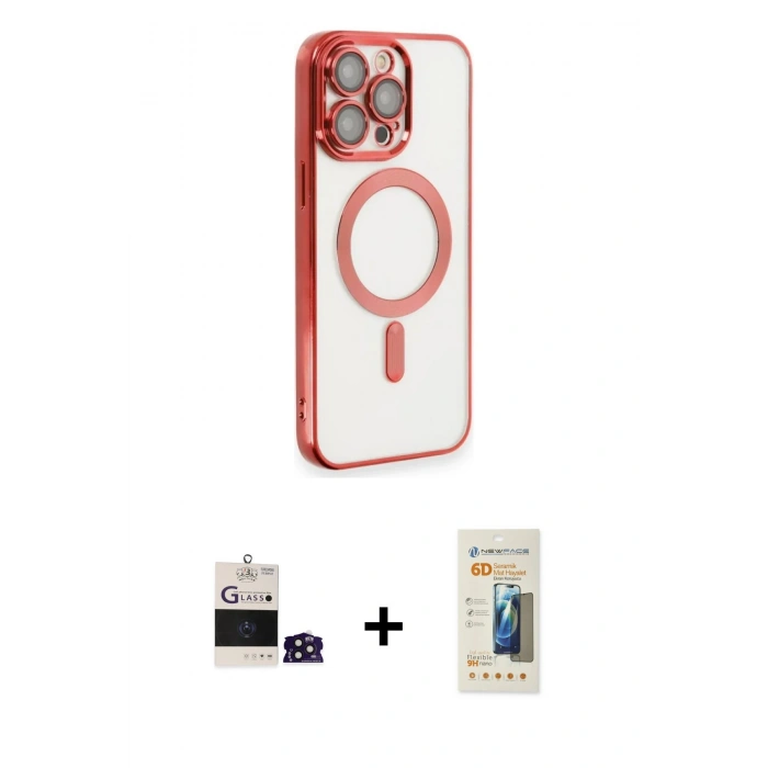 ieg™ iPhone 14 Pro Max Kılıf Nova Işık Özel Seri - Siyah 6D Mat Seramik Hayalet Nano Ekran Koruyucu + Derin Mor Bilvis Titan Kamera Lens