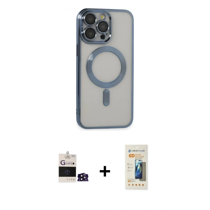 ieg™ iPhone 14 Pro Max Kılıf Nova Işık Özel Seri - Siyah 6D Mat Seramik Hayalet Nano Ekran Koruyucu + Derin Mor Bilvis Titan Kamera Lens
