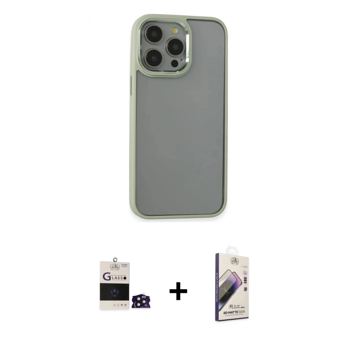 ieg™ iPhone 14 Pro Max Kılıf Nova Işık Serisi - Siyah Bilvis 3D Mat Cam Ekran Koruyucu + Derin Mor Bilvis Titan Kamera Lens