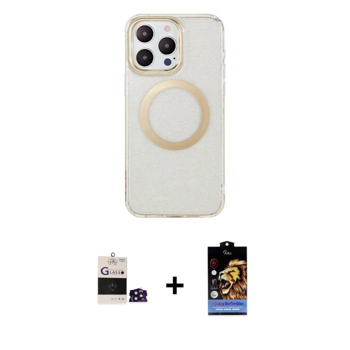 ieg™ iPhone 14 Pro Max Kılıf Pusula Form - Siyah Buffer Hayalet Cam Ekran Koruyucu + Derin Mor Bilvis Titan Kamera Lens