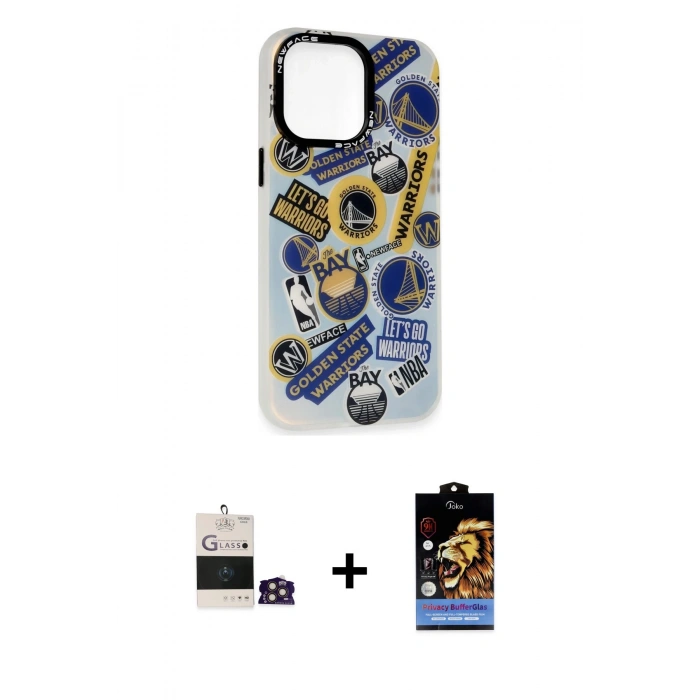MARSİLYAN™- iPhone 14 Pro Max Kılıf Siluet Çizgi Koleksiyonu - Siyah Buffer Hayalet Cam Ekran Koruyucu + Bilvis Titan Kamera Lens - GD