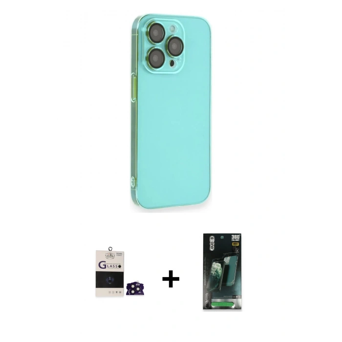 ieg™ iPhone 14 Pro Max Kılıf Siluet Minimal Özel Seri - Şeffaf 360 Full Body Arka Koruyucu + Derin Mor Bilvis Titan Kamera Lens