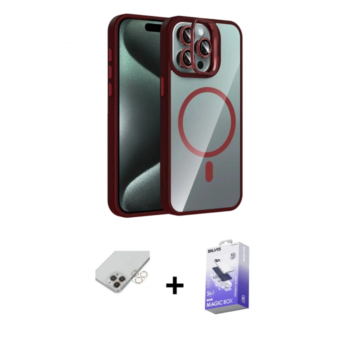 ieg™ iPhone 14 Pro Max Kılıf Yadigar Asil Koleksiyonu - Siyah Bilvis 5in1 5D Magic Hayalet Cam Ekran Koruyucu + Gold Band Metal Kamera Lens