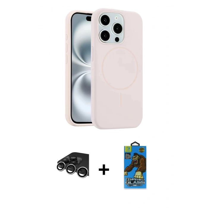 MARSİLYAN™- iPhone 14 Pro Max Kılıf Yankı Form Serisi - Siyah 18D Cam Ekran Koruyucu + Raze Metal Kamera Lens - GS