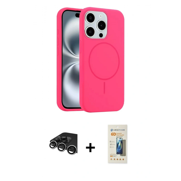 MARSİLYAN™- iPhone 14 Pro Max Kılıf Yankı Form Serisi - Siyah 6D Mat Seramik Hayalet Nano Ekran Koruyucu + Raze Metal Kamera Lens - GS