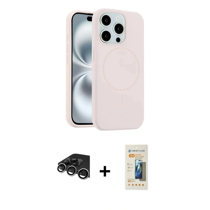 MARSİLYAN™- iPhone 14 Pro Max Kılıf Yankı Form Serisi - Siyah 6D Mat Seramik Hayalet Nano Ekran Koruyucu + Raze Metal Kamera Lens - GS