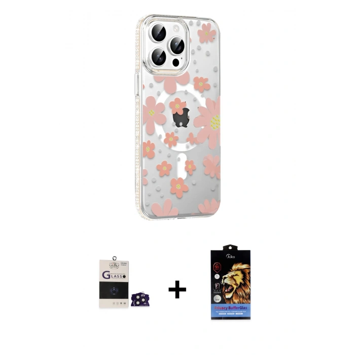 ieg™ iPhone 14 Pro Max Kılıf Yörünge Işık Prime - Siyah Buffer Hayalet Cam Ekran Koruyucu + Derin Mor Bilvis Titan Kamera Lens