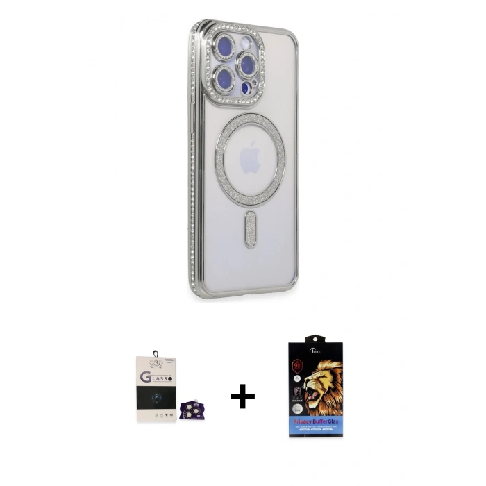 ieg™ iPhone 14 Pro Max Kılıf Zirve Doku Prime - Siyah Buffer Hayalet Cam Ekran Koruyucu + Gold Bilvis Titan Kamera Lens